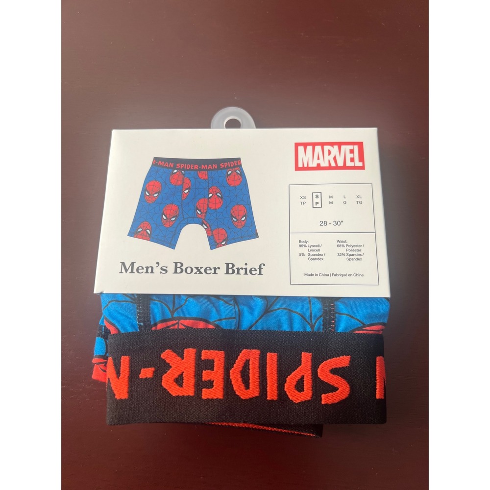 Marvel Spider-Man Mens Boxer Briefs Blue Red Superhero Underwear Small 28-30